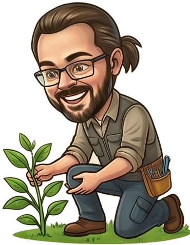 Nate planting a shrub
