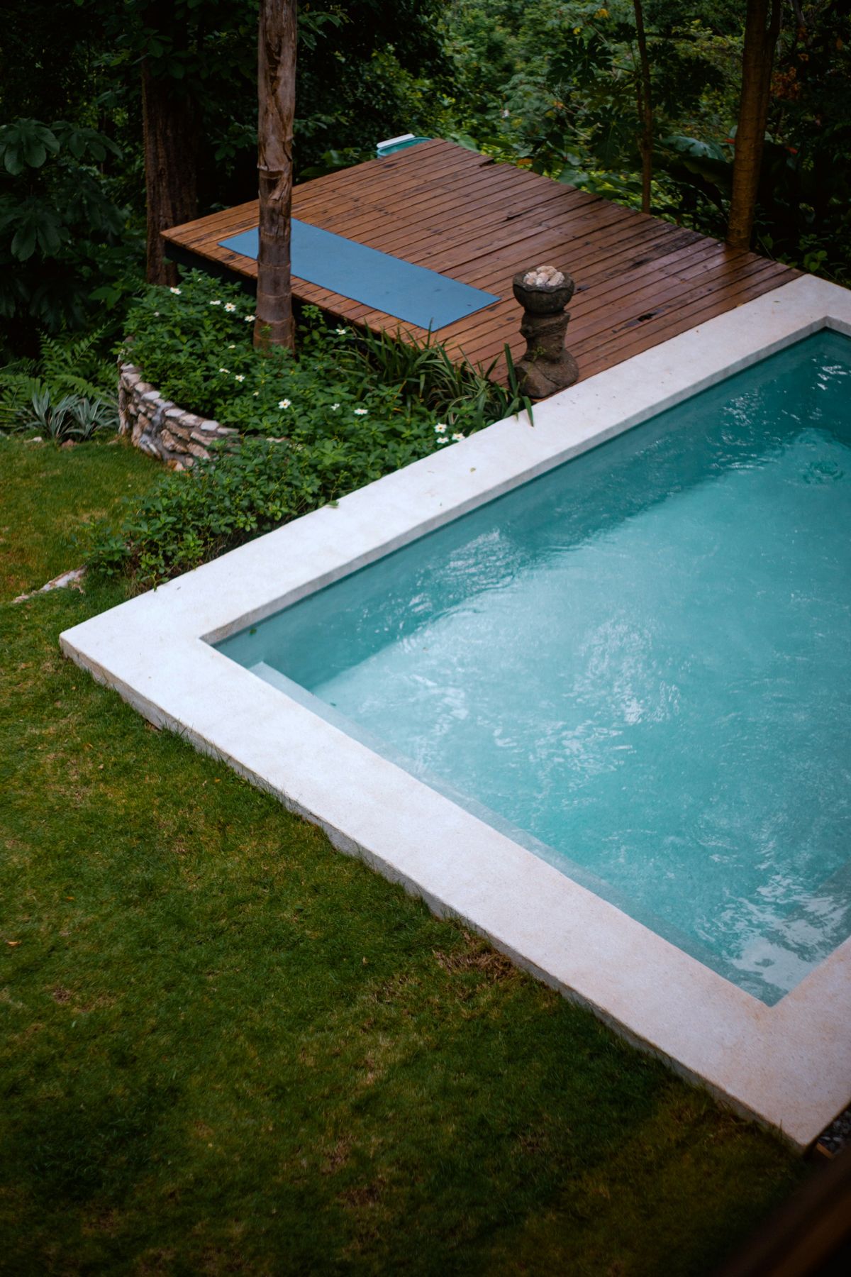 Pool with a wood deck